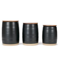 🔥 BRAND NEW Nat & Jules 3-Pc Ceramic & Wood Kitchen Canister Set – Black