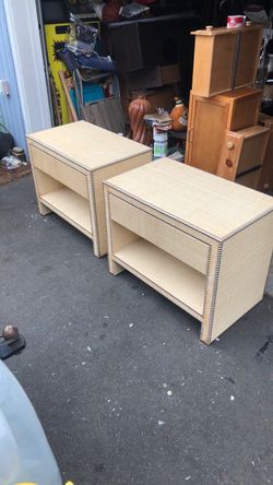 Rattan Night stand end table matching 2 lot
