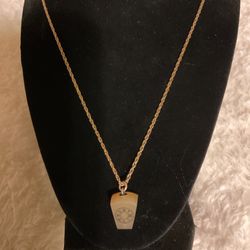 24” Gold Necklace With Antique Masonic Royal Arch Pendant (gold Filled )