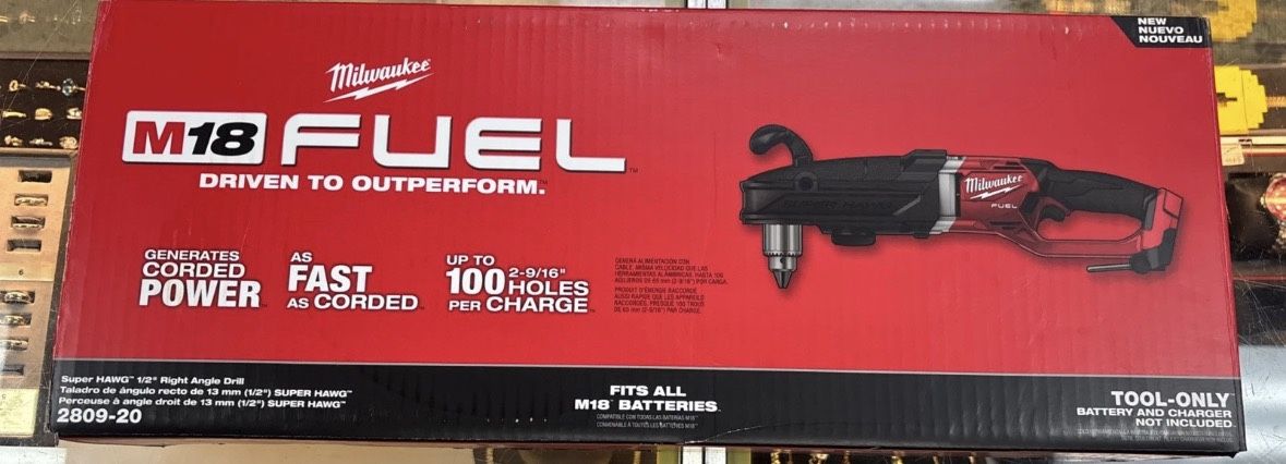 Milwaukee 2809-20 M18 18V Brushless Lithium Ion 1/2 in Right Angle Drill NEW