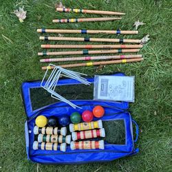 Sportcraft Outdoor Croquet Set 6 Player w/ Carrying Bag Instructions Vintage