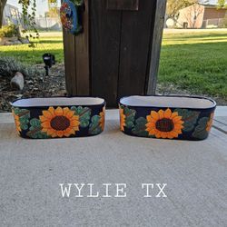 Sunflower Talavera Clay Pots (Planters) Plants. Pottery $30 cada una.