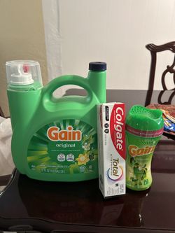 Jabón Gain 132 Onsas 100 Lavadas Una Pasta De Dientes Y Unas Perlitas
