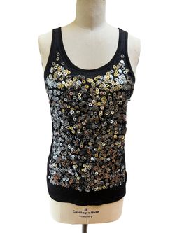 Michael Kors Women Black Sequins Tank Top, Size XS