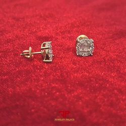 Fancy 10K Gold 0.63 CTW of round and baguette Diamond earring 