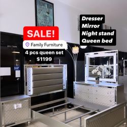 4 Pcs Queen Bedroom Set NEW