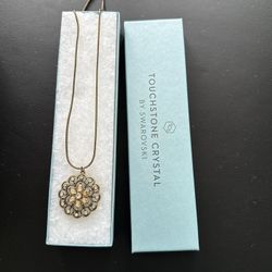 NEW Touchstone Crystal pendant necklace gold 