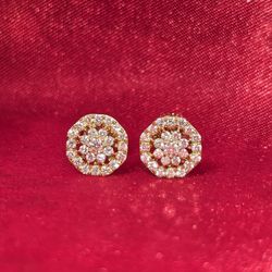 10k Yellow Gold Diamond Flower Earrings 0.51 ctw