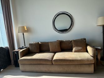 Tan Corduroy 3-Seater Sofa with Cushions