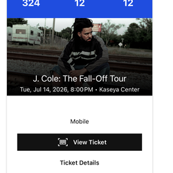 J Cole Fall Off tour Miami show tickets for sale.