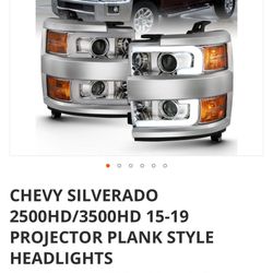2015 Through 2019 Chevy Silverado, 250/350 Hd Projector Plank Style Headlight