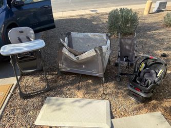 Play pen , high chair , stroller , car seat
