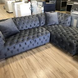 Grey Tufted Sectional