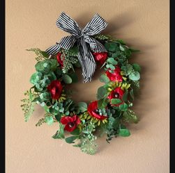 Red Poppy Door Wreath