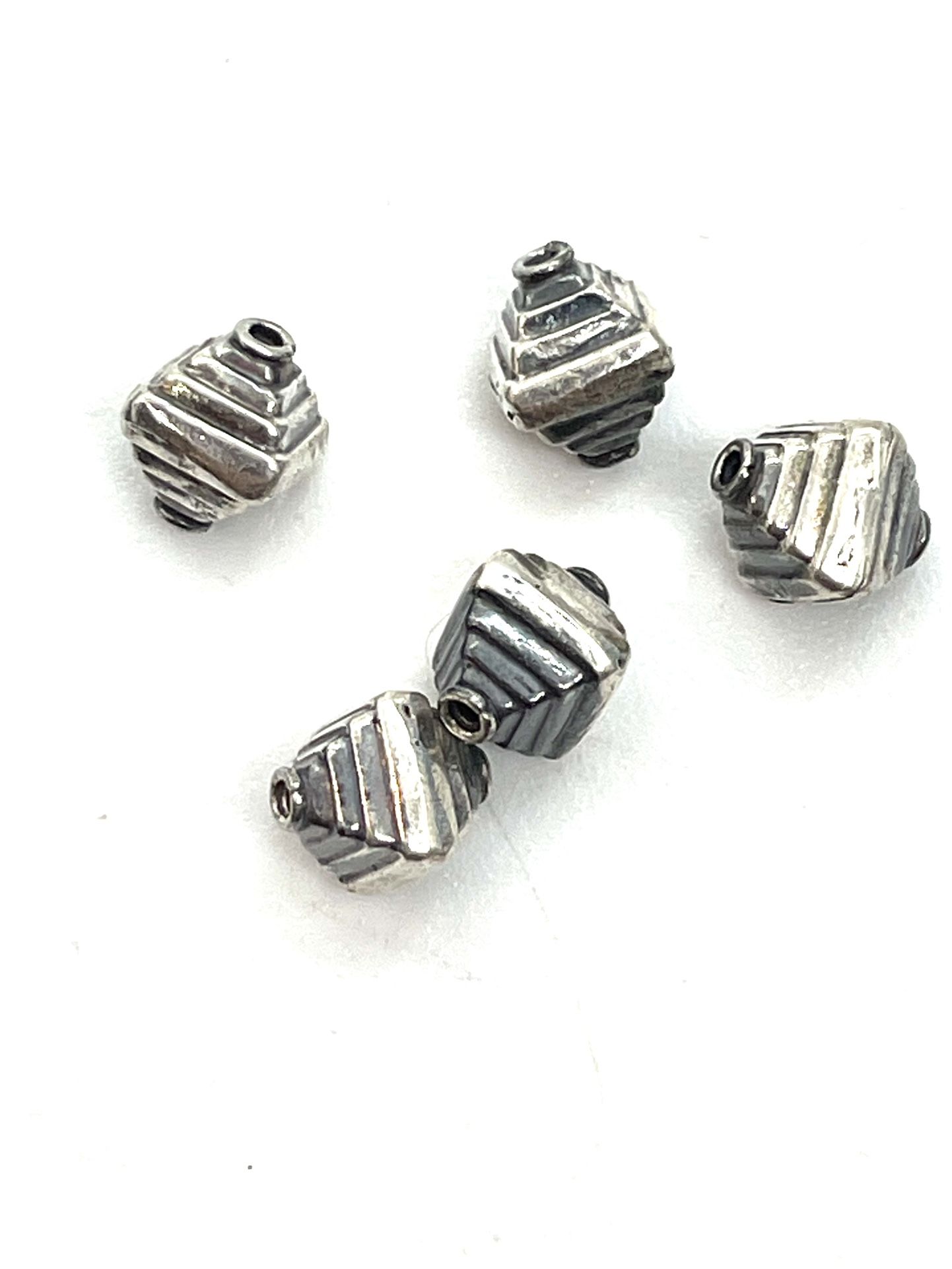 Sterling Pyramidal Bicone Beads
