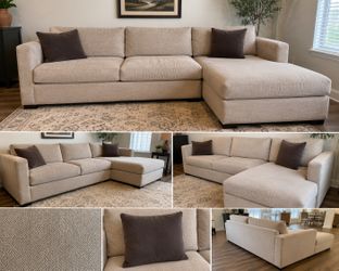 Living spaces Quinton II 110" Beige Grey Performance Fabric 2 Piece Sectional With Right Arm Facing Chaise