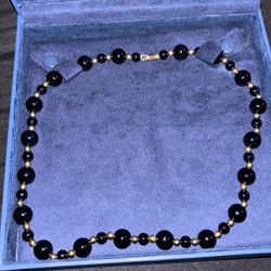 14k Yellow Gold & Black Onyx Necklace — 18”