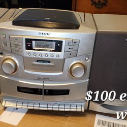 sony CFD-ZW755 Stereo System CD/Radio/AM/FM/Dual Cassette BoomBox Tested Works