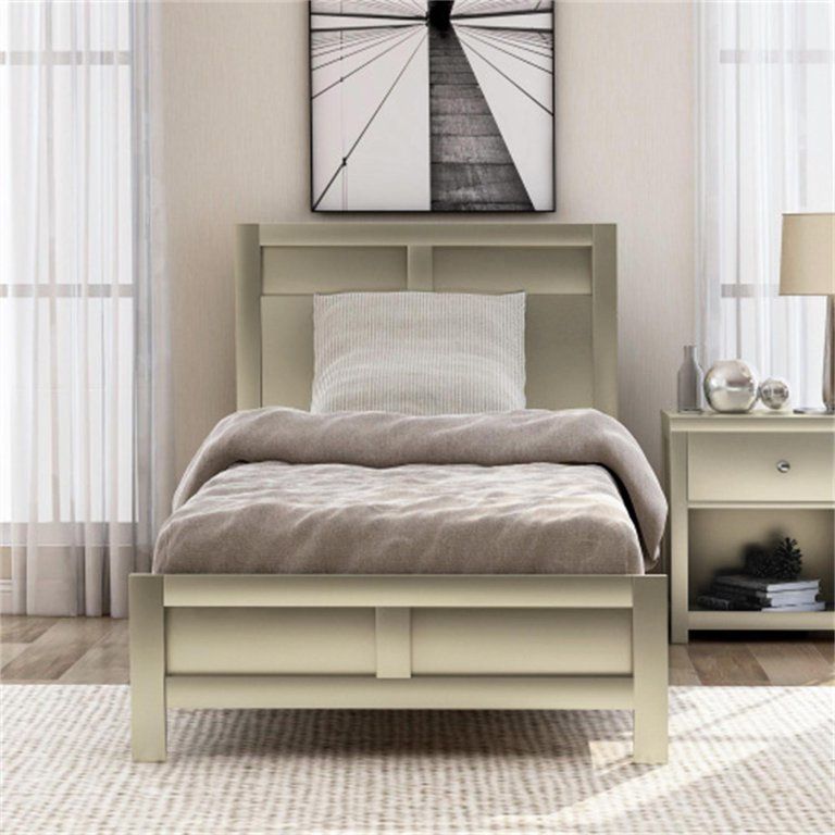 NEW Twin Silver Platinum Platform Bed