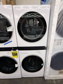 New open box LG white gas tower washer and dryer
