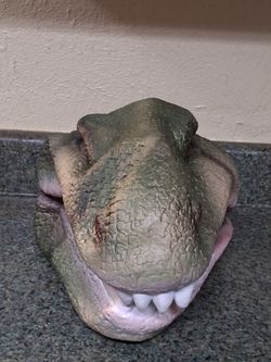 Dinosaur latex mask, green adult one size fits all