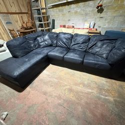 Navy Blue sectional — “Large Plush Blue Sectional – Deep Seats & Lounge Comfort” (WE DELIVER)