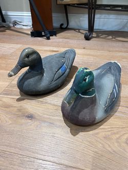 Vintage mid - century duck decoy pair