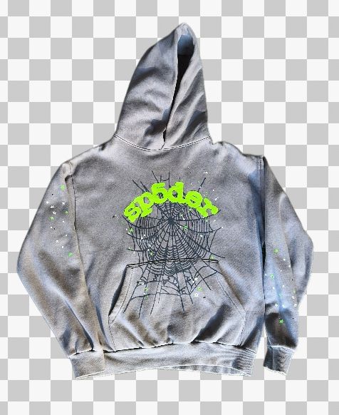 Sp5der Hoodie Size Large Gray And Slime Green
