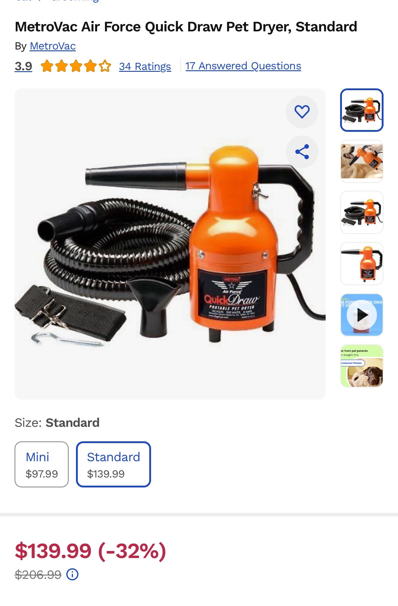 Portable pet dryer ( $139 @Chewy’s)