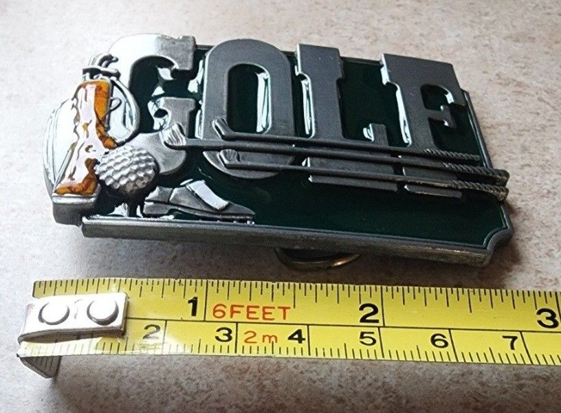 Golf golfing Golfer club belt buckle see measurements SHIPPING AVAILABLE