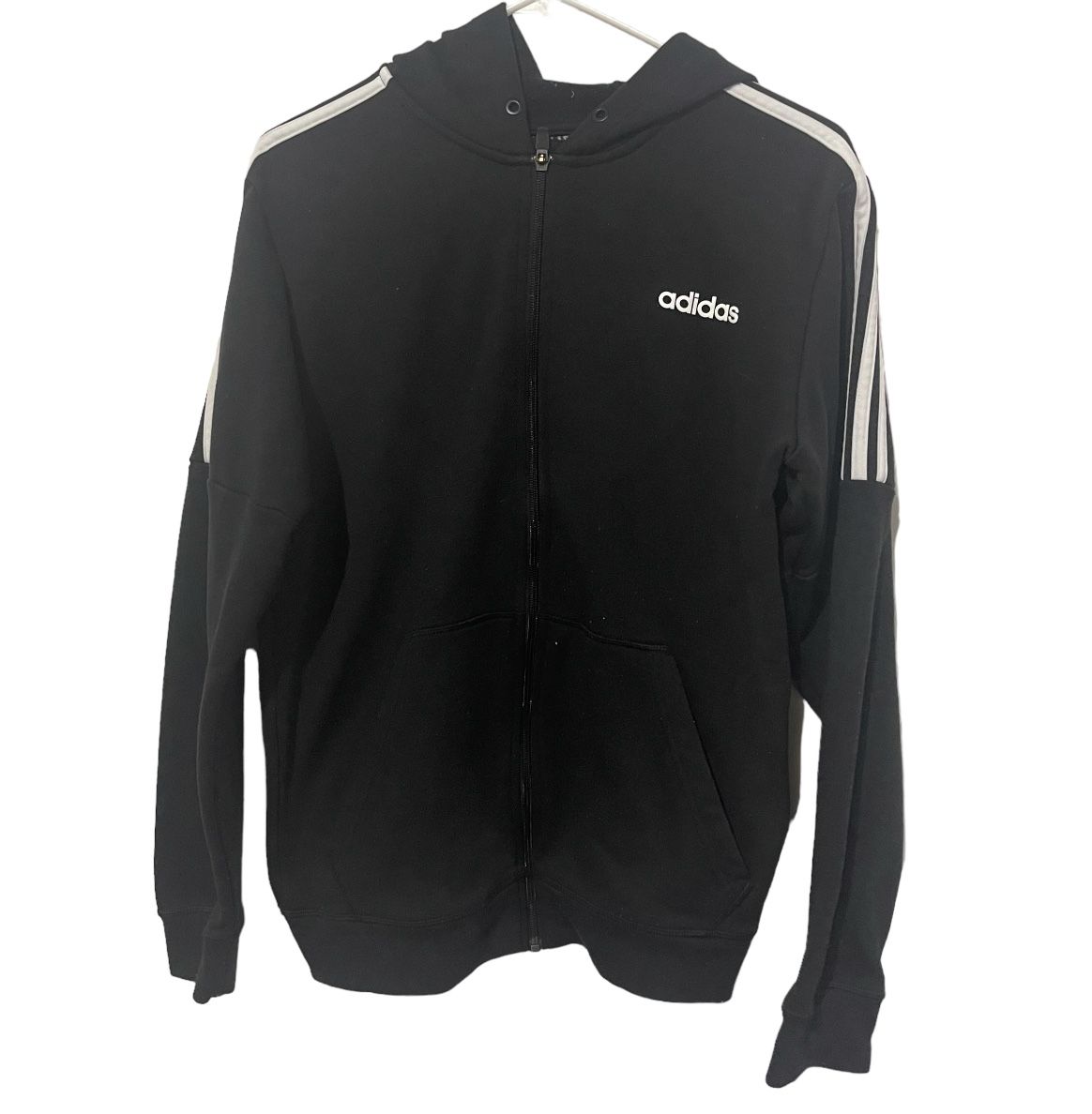 Adidas Hoodie Mens Medium Black Full Zip Sweater Jacket Climalite Athletic Gym