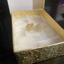 925 Silver Vermeil Gold Honey Comb Earrings 