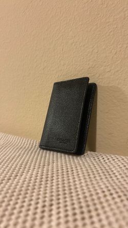 Coach Card Case Holder 7 Slots Black Crossgrain Leather Bi-Fold