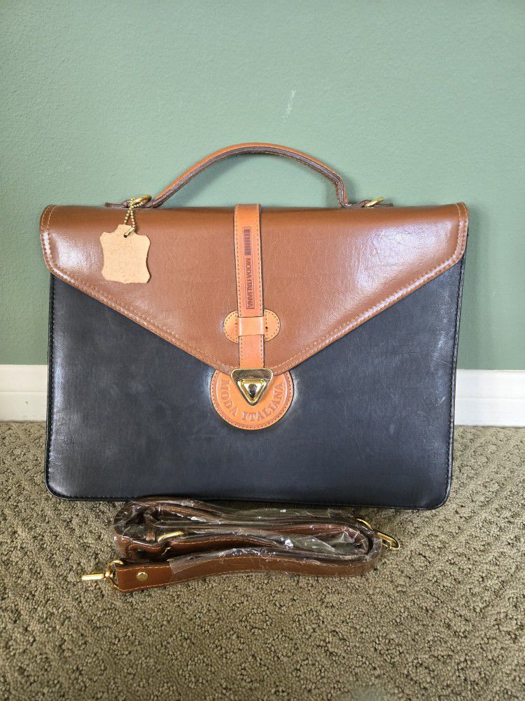 Lancel Brown/ Black Leather Briefcase