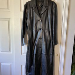 Leather Trench Coat, Size L