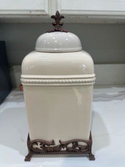 Belaverra Ceramic Canister Jar with Metal Stand