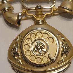 Vintage Gold Tone Rotary Phone Stylish Brooch