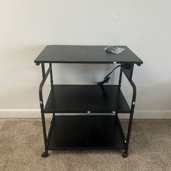 3 Tier Large Printer Stand with Power Outlet/Adjustable Storage Shelf,
