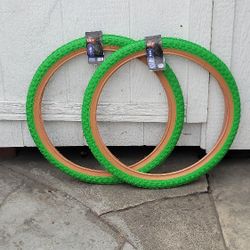NEW Bicycle Bmx Tires 20x1.75 Green Gumwall