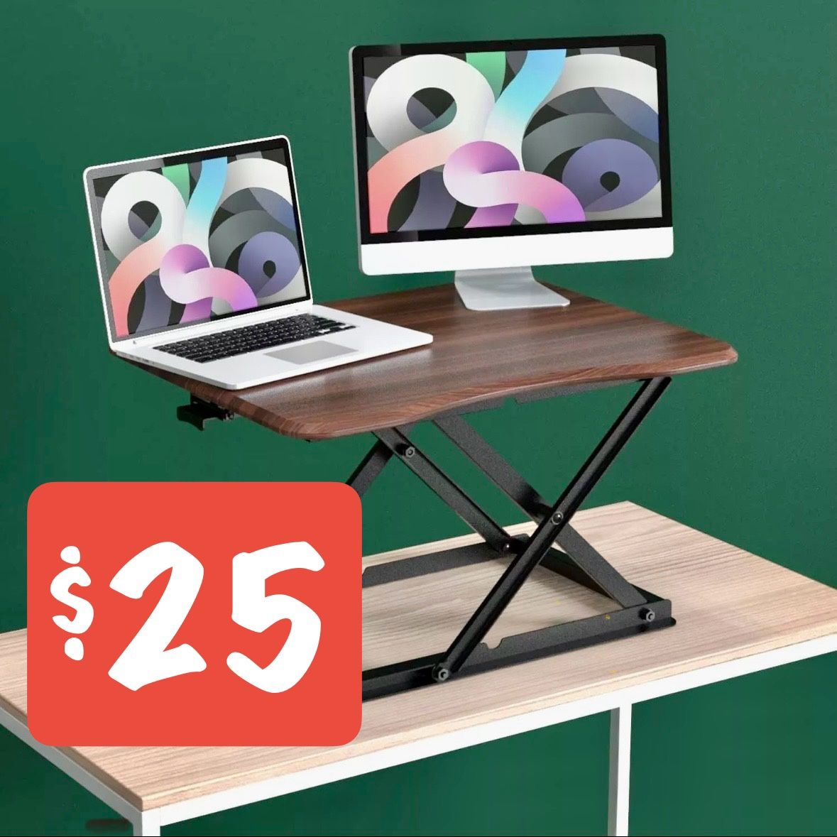 Height Adjustable Desktop by Zinus, Medium (Espresso )