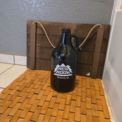 Red Hook amber glass jug.bottom 64 ounces