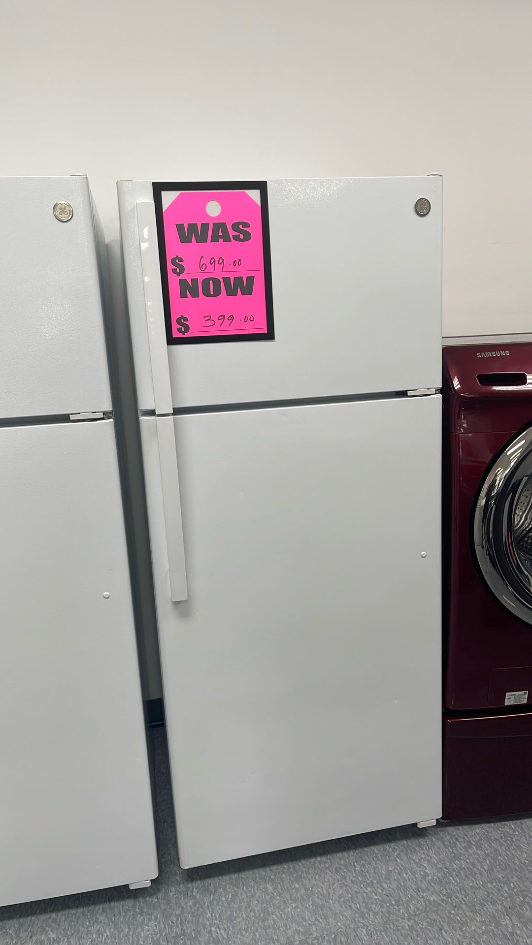 Used GE 16 Cu Ft Top And Bottom Fridge. 1 Year Warranty 