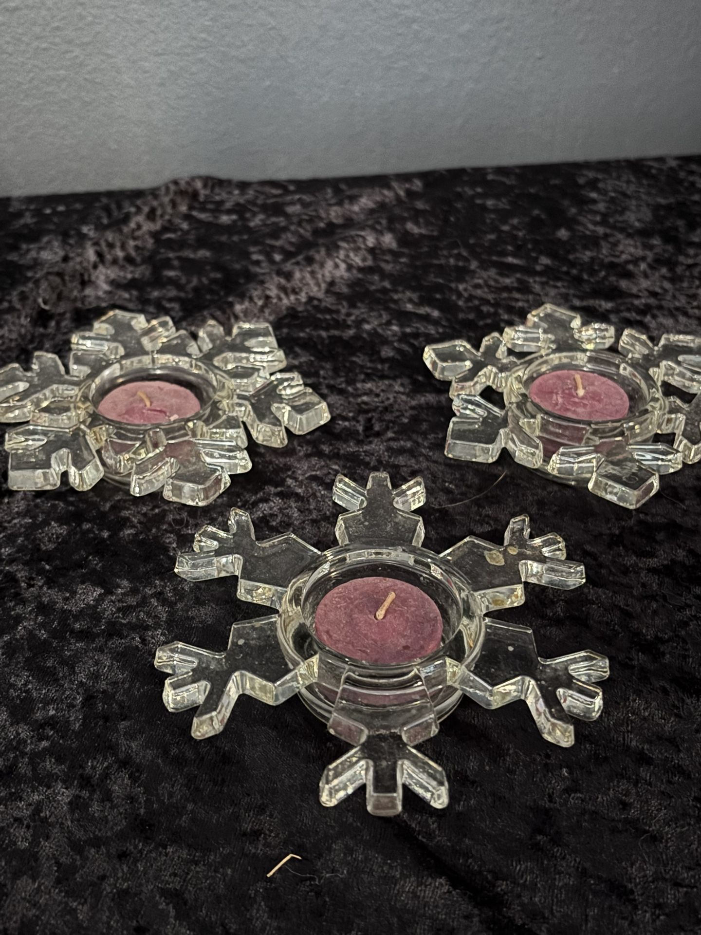 Claire Burke Glass Snowflake Candle Holders