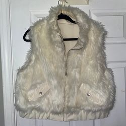 White faux fur vest