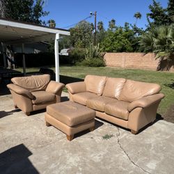 Brown/Tan Leather Couch  $150 OBO
