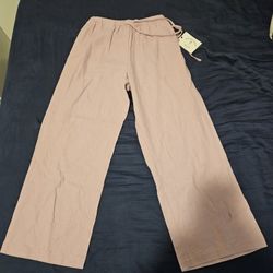 Electirc & Rose Pink linen wide leg pants