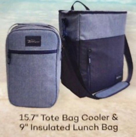 Bella Russo 15.7 Tote Bag Cooler And 9 Insulated Lunch Bag Blue Navy Set