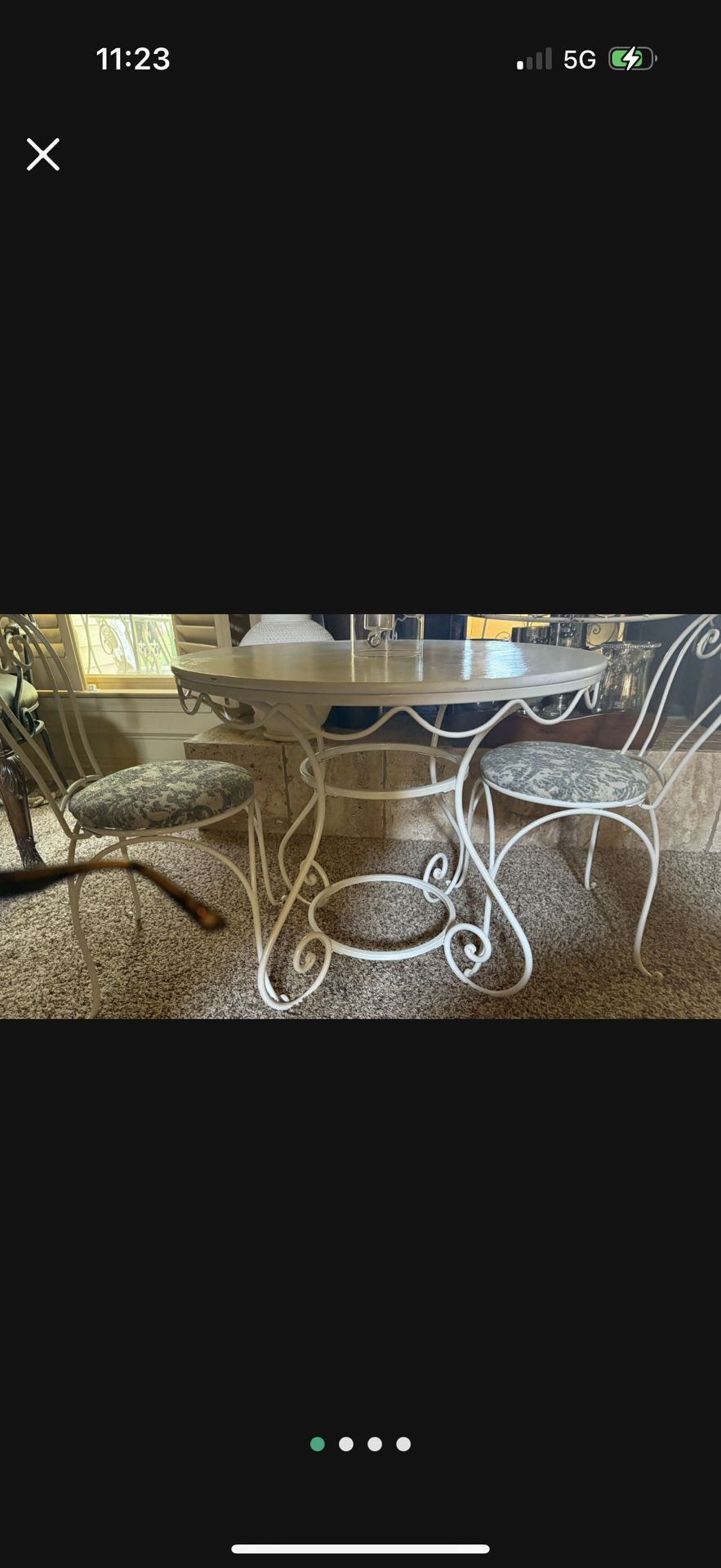 Child’s Bistro Set White Iron Table & Chairs
