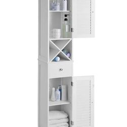   Freestanding Storage Cabinet With Shutter Doors, 12.6 X 11.8 X 66.9 Inches, White