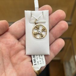 14K Gold Diamond Pendant 